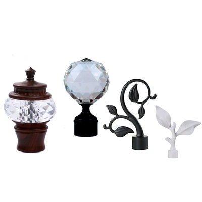 Tamanho de vidro decorativo de Rod Leaf Finials With 22mm 25mm da tubulação da cortina