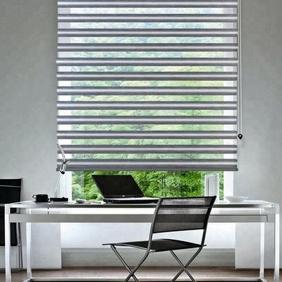 Estilo motorizado inteligente completo dobro da zebra das cortinas de janela para o escritório