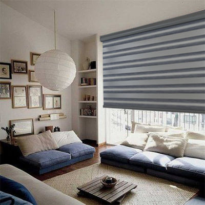 Estilo motorizado inteligente completo dobro da zebra das cortinas de janela para o escritório