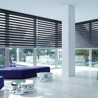 O PVC de Grey Motorized Roman Blind Curtains laminou o tipo para a sala de visitas