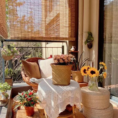 O bambu do escritório do salão de chá rola acima das máscaras de Sun, cortinas de rolo de bambu para o balcão