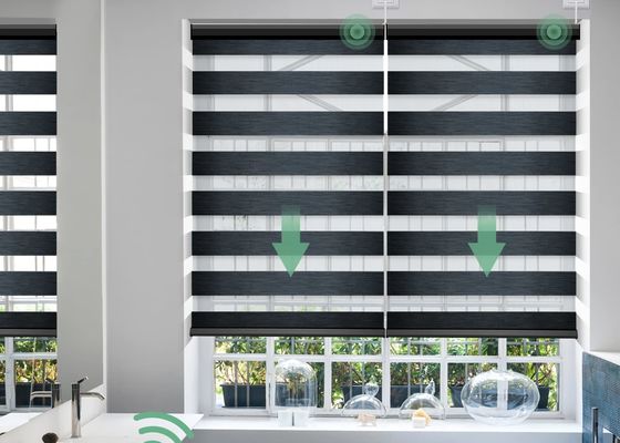 O PVC de Grey Motorized Roman Blind Curtains laminou o tipo para a sala de visitas