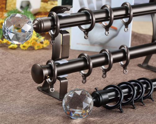 28mm Polos de alumínio decorativos Crystal Finials Curtains Rods Set