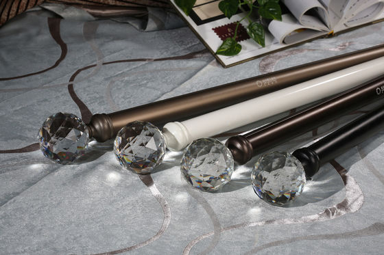 28mm Polos de alumínio decorativos Crystal Finials Curtains Rods Set