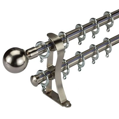 Hastes de cortina do diâmetro decorativo pronto do metal 28mm do tampão de extremidade da bola da janela do navio únicas com os acessórios da haste de cortina