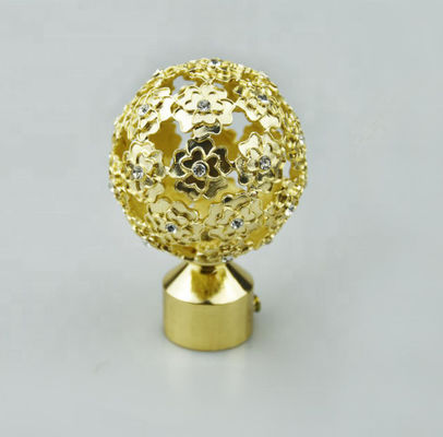 Estilo luxuoso dos Finials dourados de Ros de cortina do tampão da bola para hotéis dos restaurantes