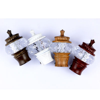 Tamanho de vidro decorativo de Rod Leaf Finials With 22mm 25mm da tubulação da cortina