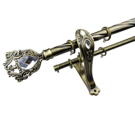 Da cortina dobro telescópica do trilho do metal tira ajustável 25Mm de Polo 28Mm com suportes