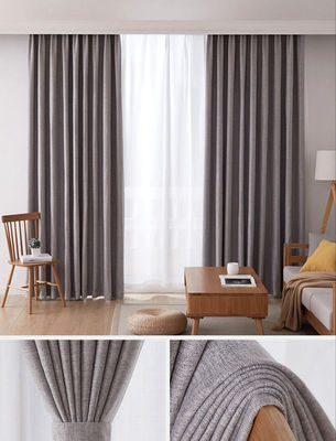 Linho Grey Camada dupla de cortina blackout claro Ring Style simples de veludo