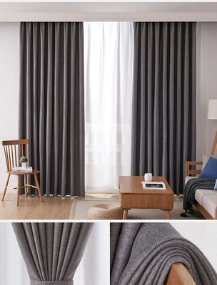 Linho Grey Camada dupla de cortina blackout claro Ring Style simples de veludo