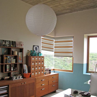 Material inteligente da tela das cortinas de janela do manual da dupla camada para interno