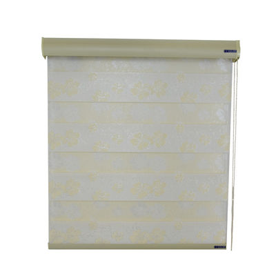 Material horizontal do fio de poliéster do estilo da cortina cega dobro da zebra do rolo do escurecimento