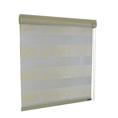Material horizontal do fio de poliéster do estilo da cortina cega dobro da zebra do rolo do escurecimento