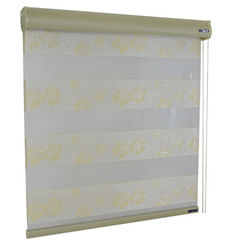 Material horizontal do fio de poliéster do estilo da cortina cega dobro da zebra do rolo do escurecimento