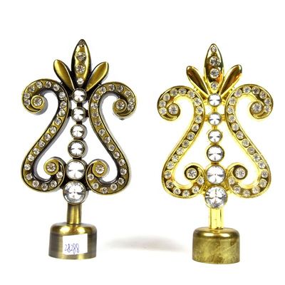 Da fábrica do metal 28mm dourado por atacado da cor diretamente acessórios de cristal da haste de cortina dos finials da cortina