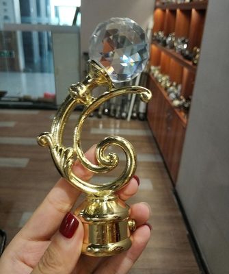 Acessórios de cristal por atacado da haste de cortina dos finials do metal do polo da cortina do ouro para as hastes de cortina