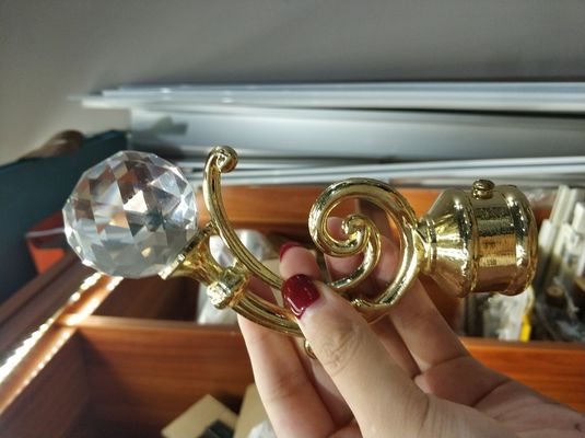 Acessórios de cristal por atacado da haste de cortina dos finials do metal do polo da cortina do ouro para as hastes de cortina