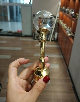 Acessórios de cristal por atacado da haste de cortina dos finials do metal do polo da cortina do ouro para as hastes de cortina