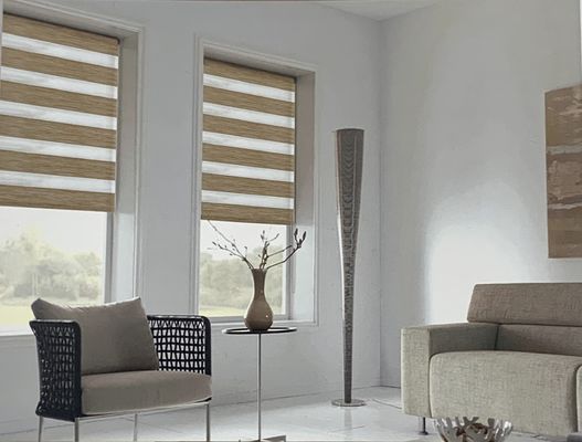 Para-sol e proteção solar macios da engenharia de Gauze Blackout Curtains Office Bathroom da zebra da dupla camada