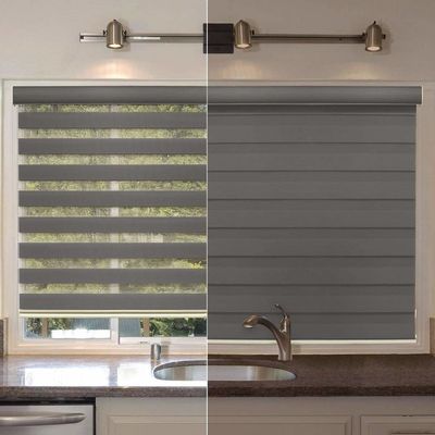 Cortinas elétricas de luxo Zebra Dupla camada Impermeável totalmente sombreado