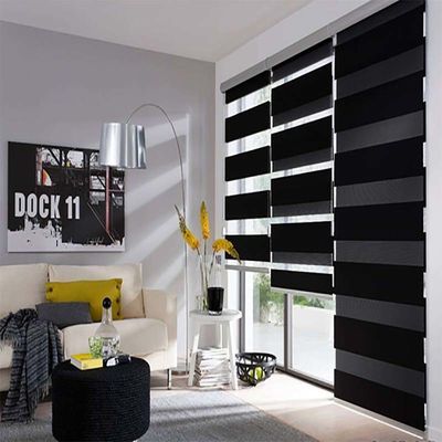 Smart Electric Blackout Black Zebra Blind para Estudo Sala de estar